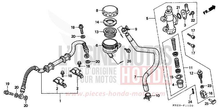HINTERRADBREMSE HAUPTZYLINDER von CB1300 Super Bold'or ABS CANDY BLAZING RED (R195) von 1998